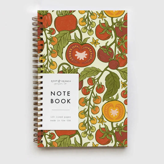 Notebook with tomato pattern on a white background