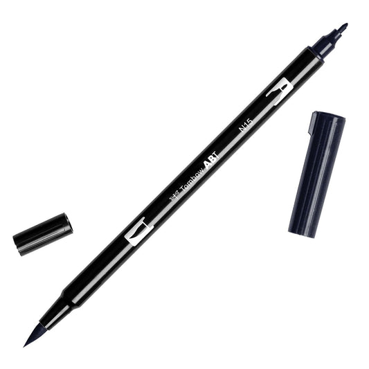 Black pen barrel with dual black tips and black caps. 