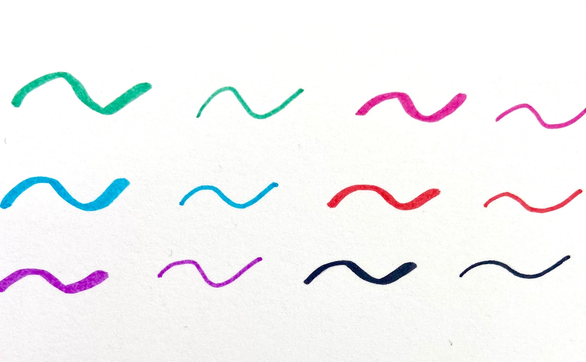 squiggle lines testing the different pen colors 