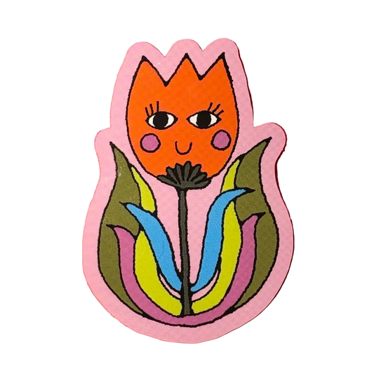 Die-cut sticker in the shape of a tulip 