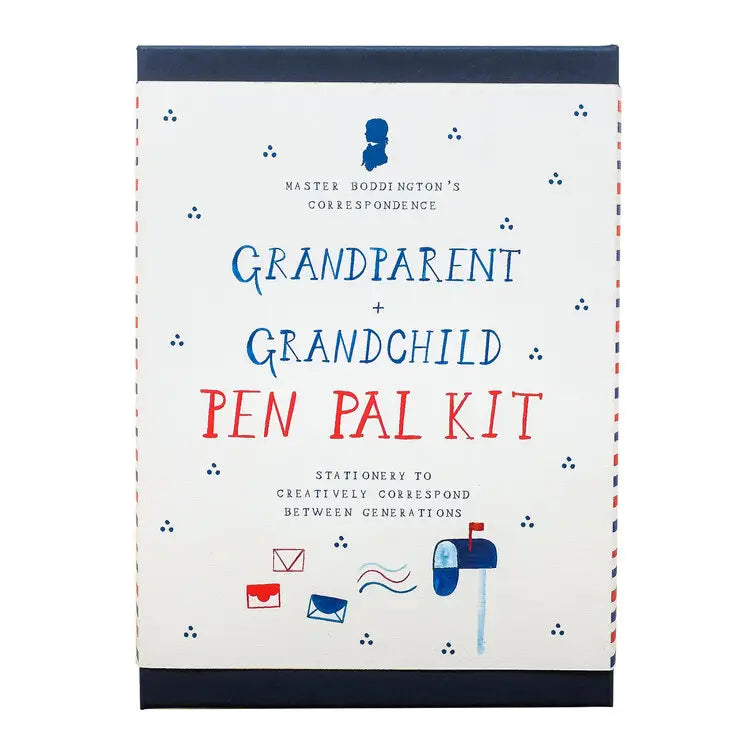 White box. Text reads "grandparent and grandchild pen pal kit"