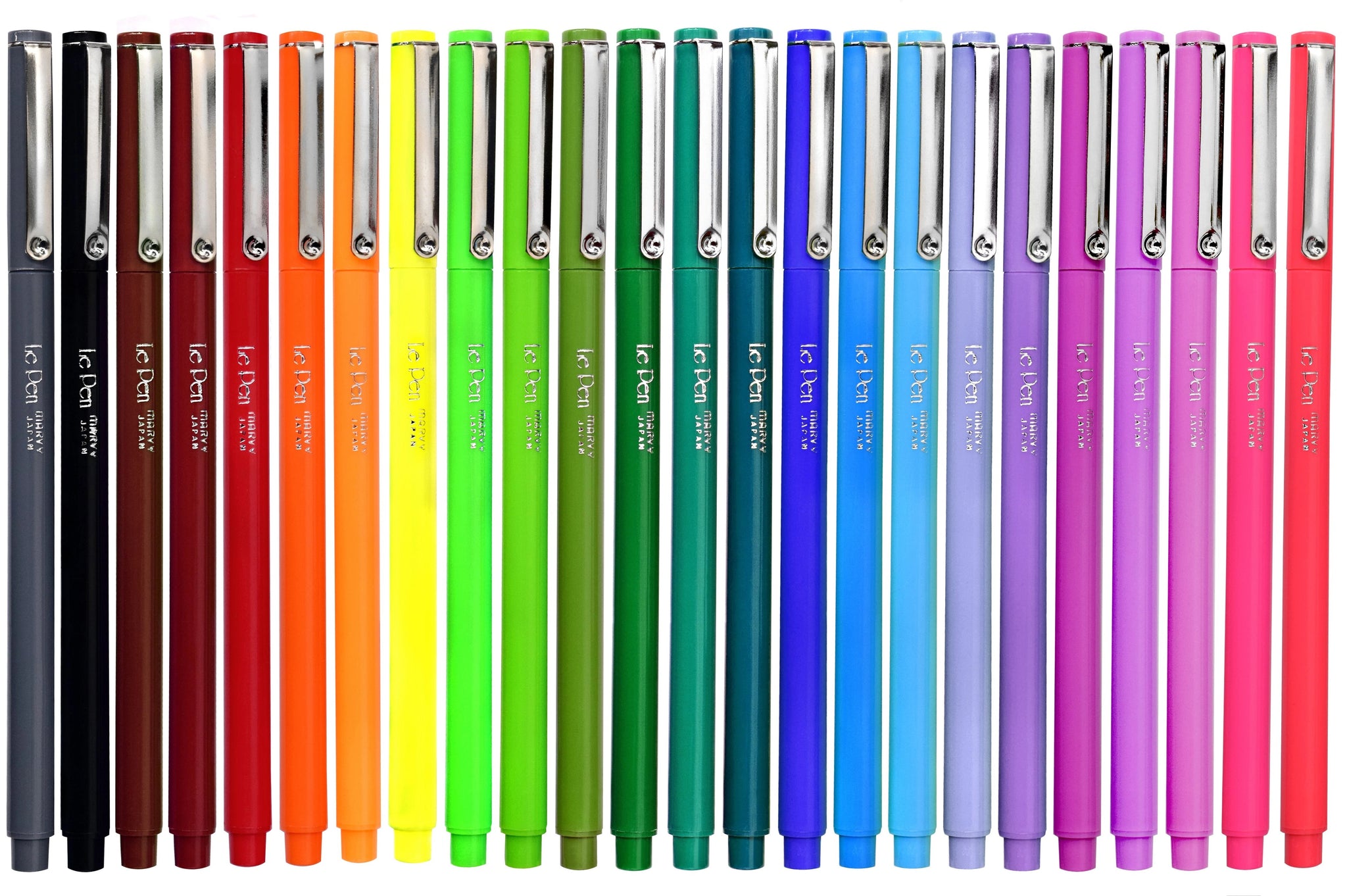 pens in a rainbow of colors